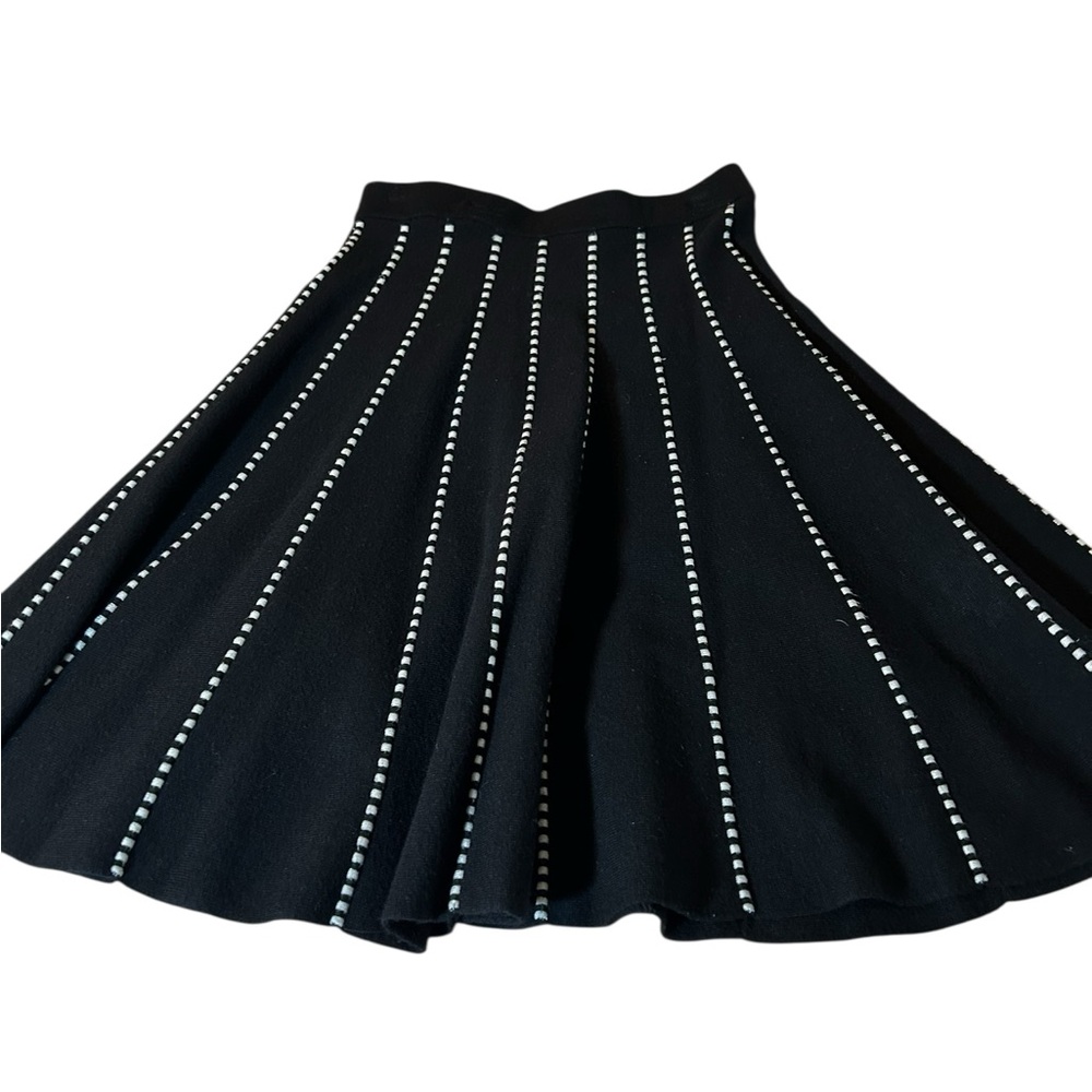 Saks Fifth Avenue Black Knit Skirt with White Dots
